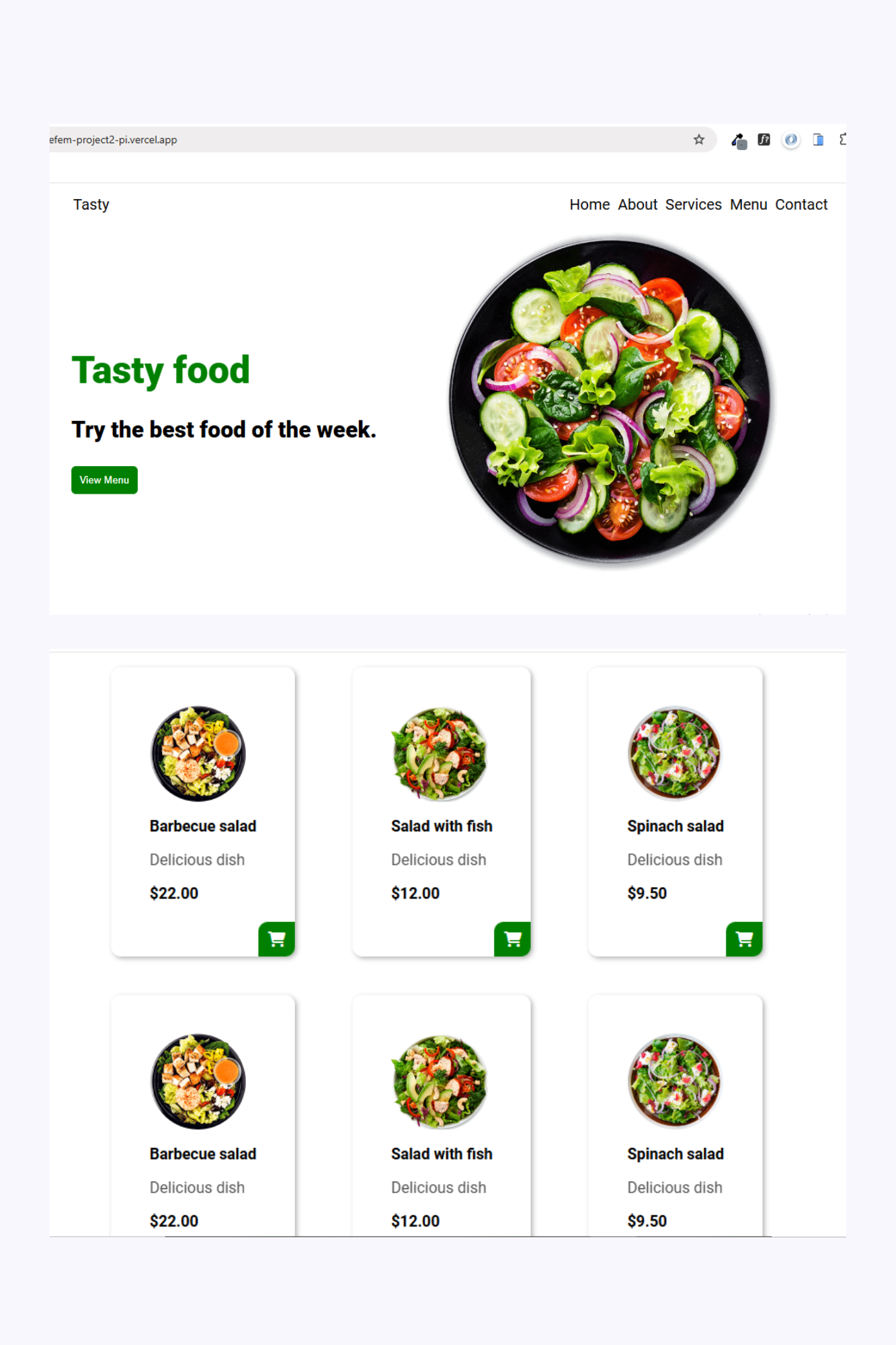 Food website project preview